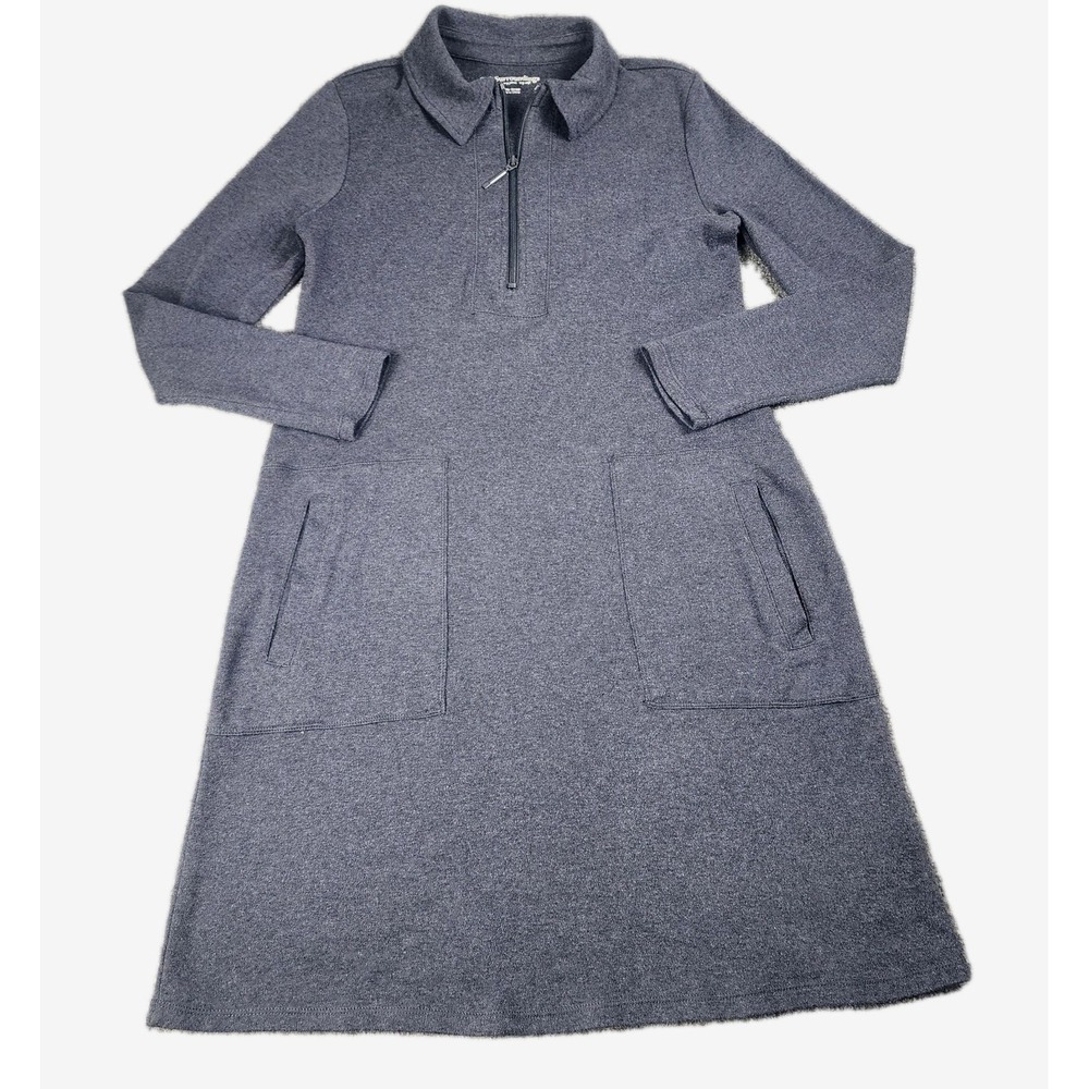 Soft Surroundings Petite Small Blue 1/2 Zip Lounge Tunic Dress Top Shirt Yoga